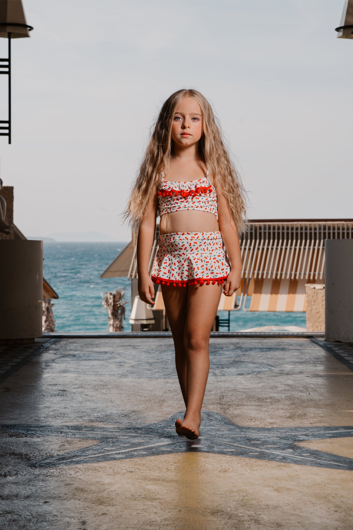 Kız Çocuk Bikini Takımı Kiraz Desenli Kiraz