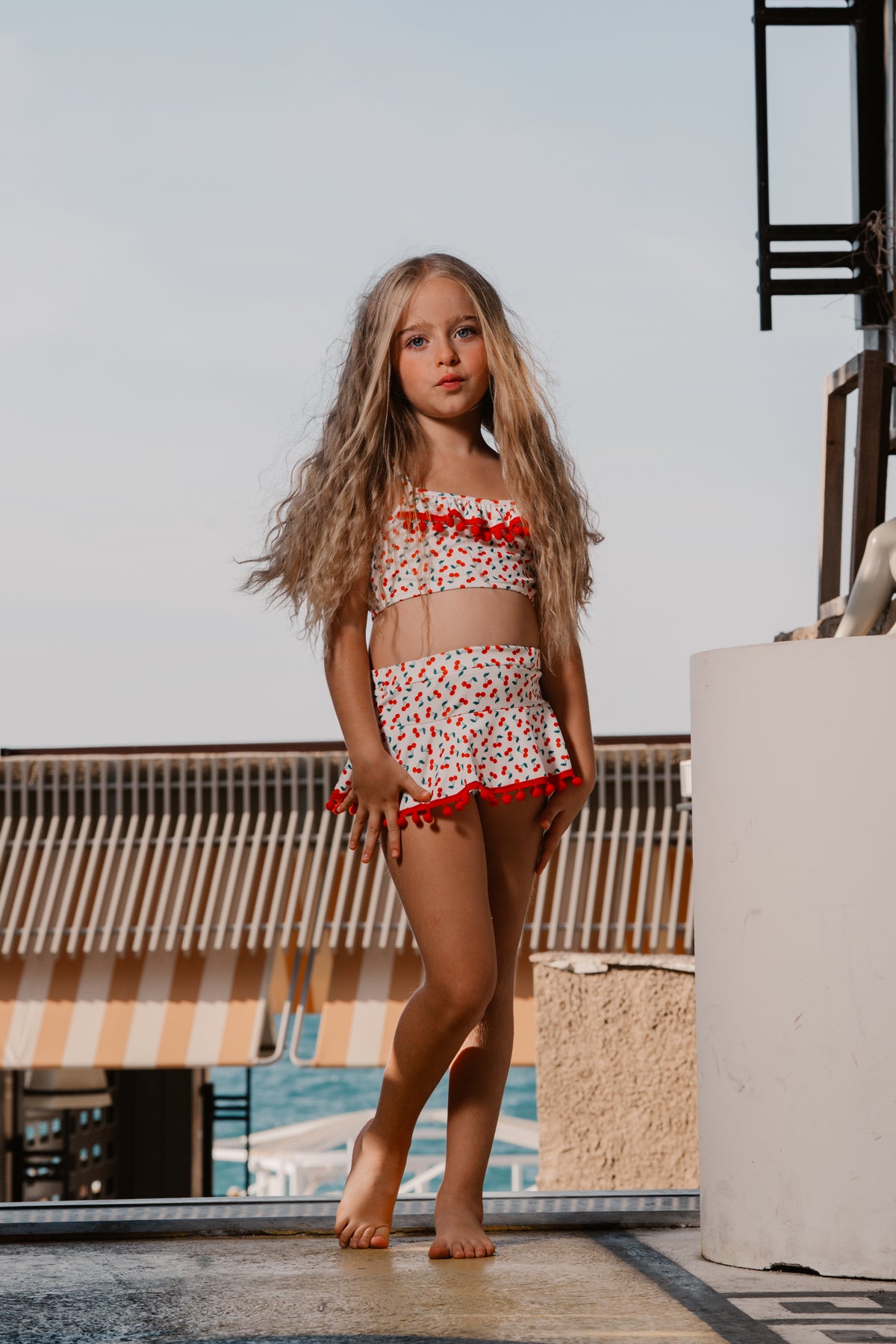 Kız Çocuk Bikini Takımı Kiraz Desenli Kiraz