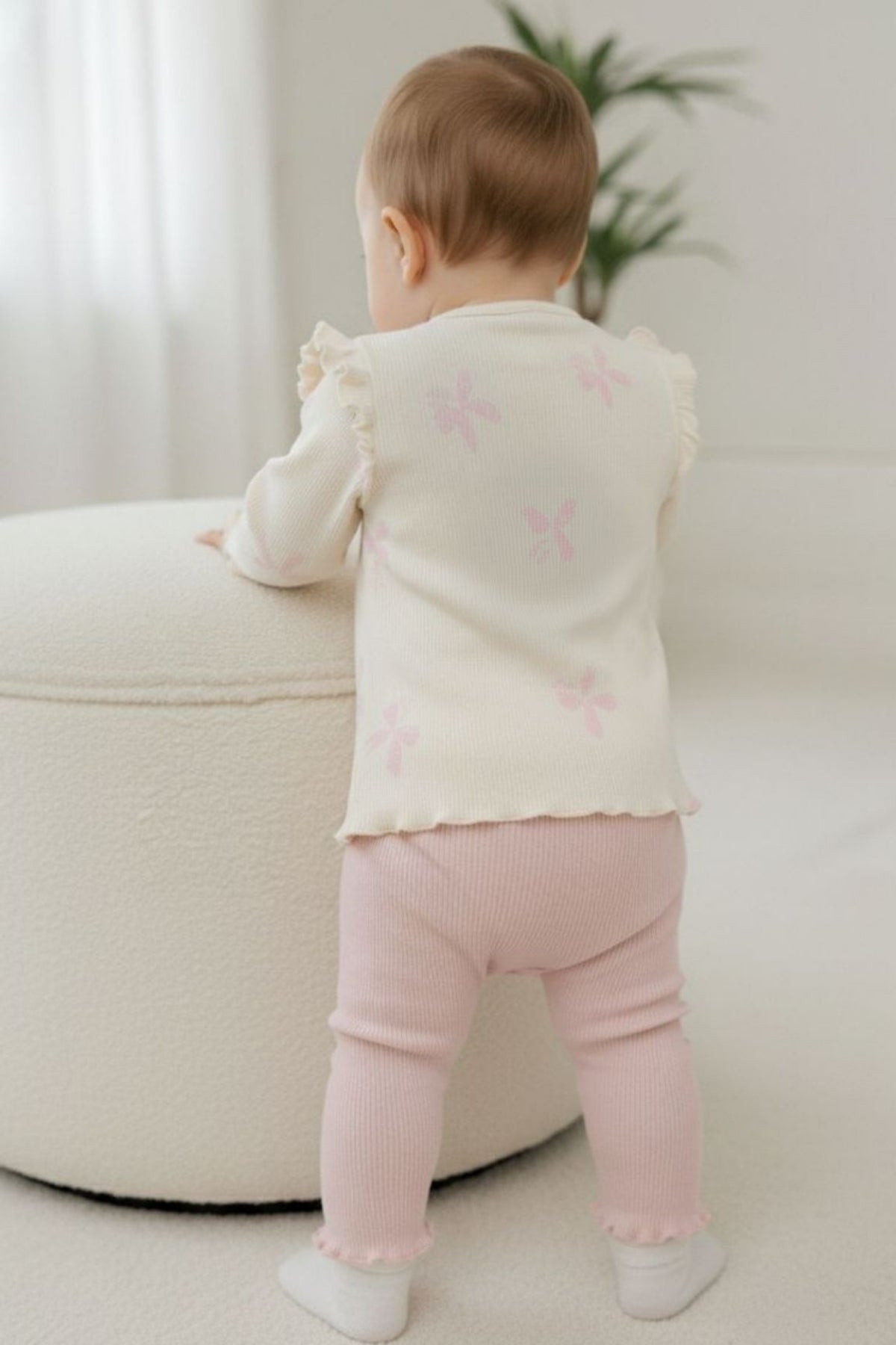 Kız Bebek  Bandanalı Taytlı 3 Parça Alt Üst Takım Pembe