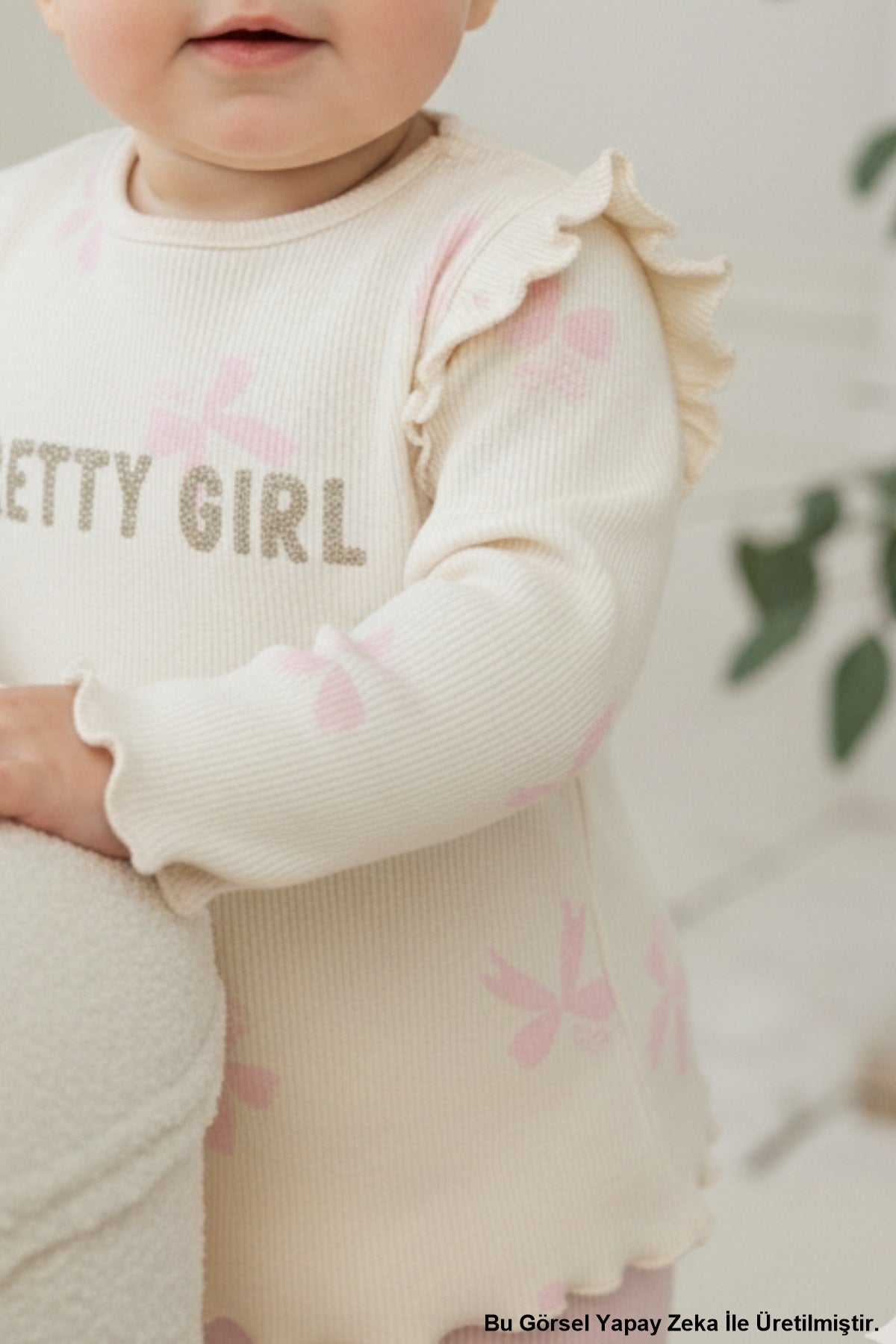 Kız Bebek  Bandanalı Taytlı 3 Parça Alt Üst Takım Pembe