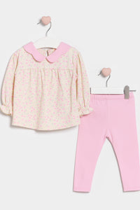 Kız Bebek Bebe Yakalı Taytlı İkili Takım Açık Pembe