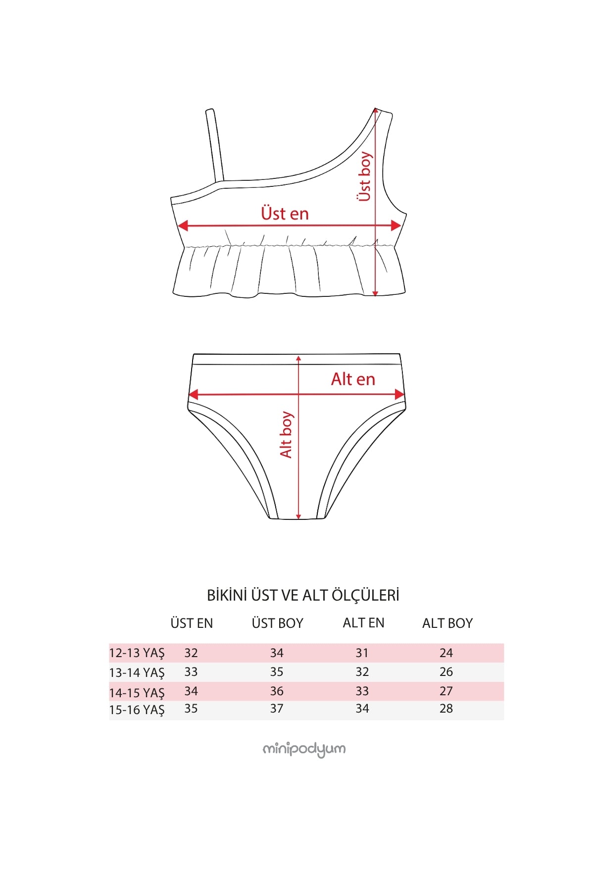 Kız Çocuk Altı Desenli Askılı Bikini Takımı Somon
