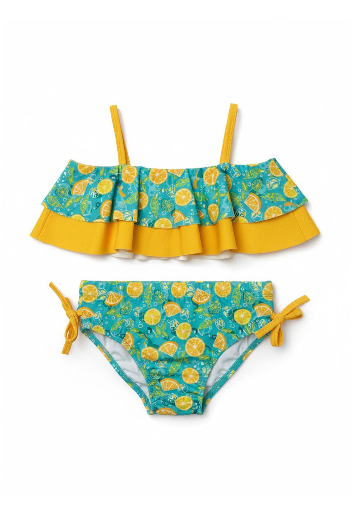 Kız Çocuk Bikini Takımı Askılı Limon Desenli