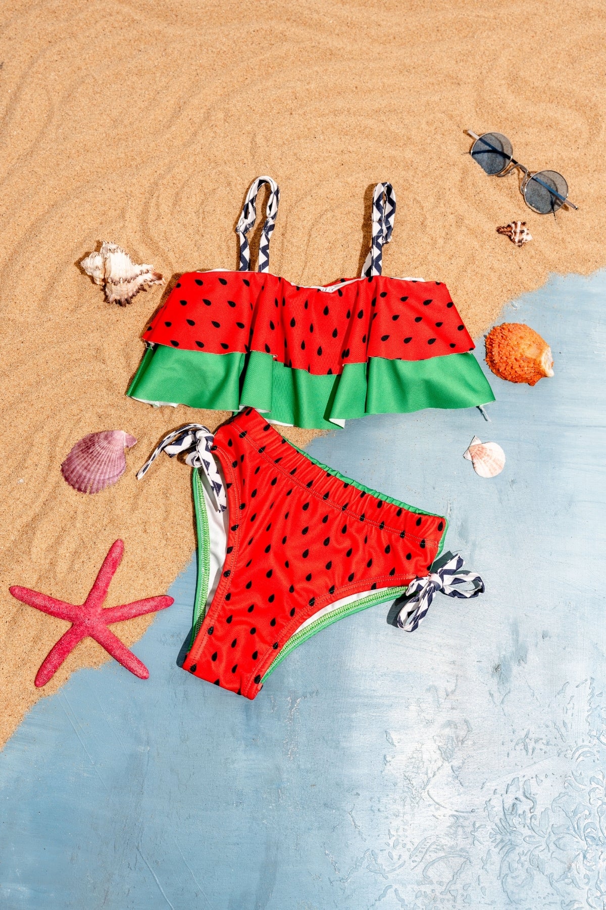 Kız Çocuk Karpuz Desenli Bikini Takımı Karpuz