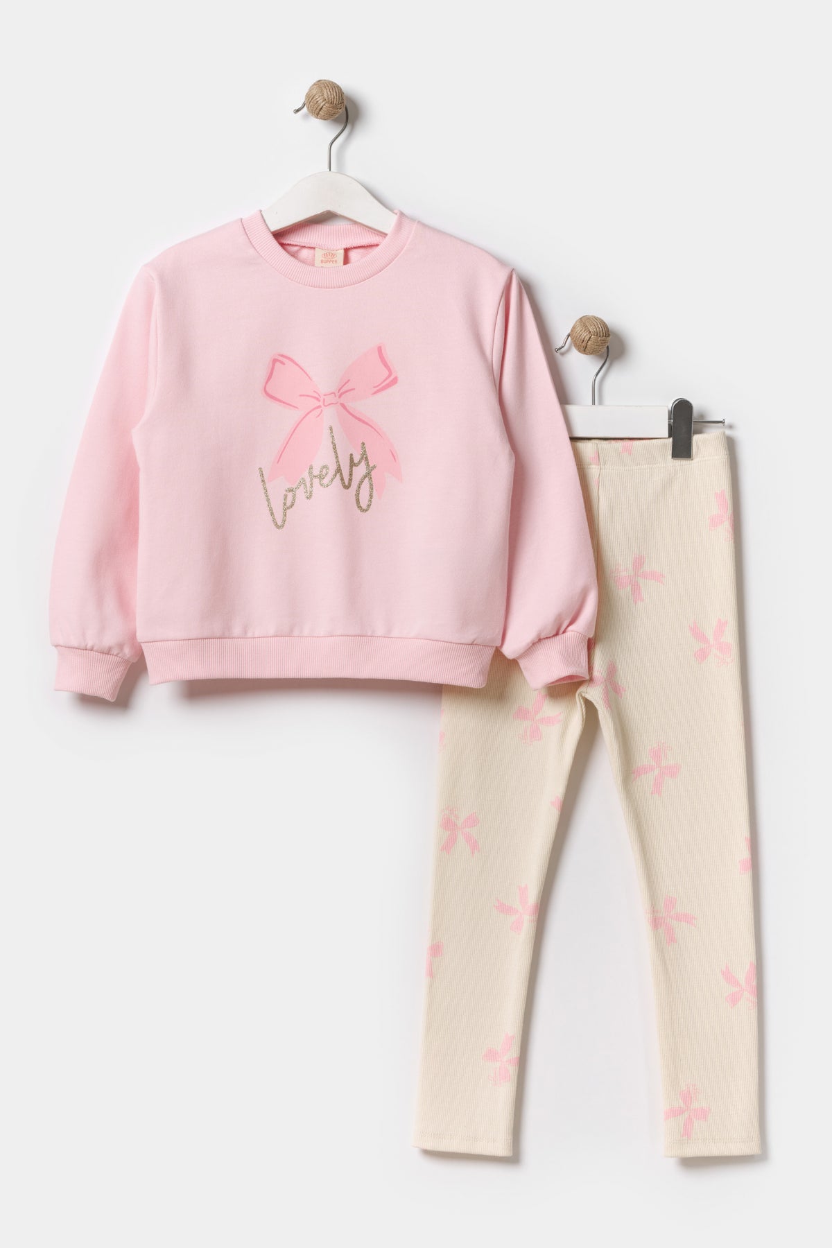 Kız Çocuk Lovely Baskılı Taytlı İkili Takım Pembe