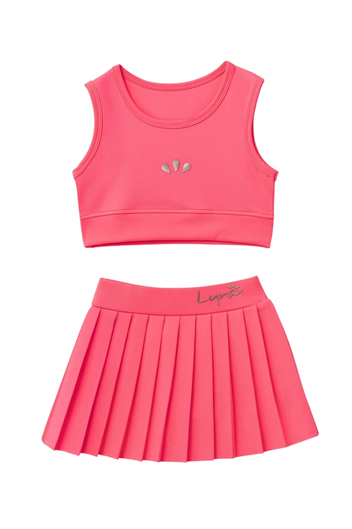 Kız Çocuk Spor İkili Takım Şort Etekli Neon Pembe