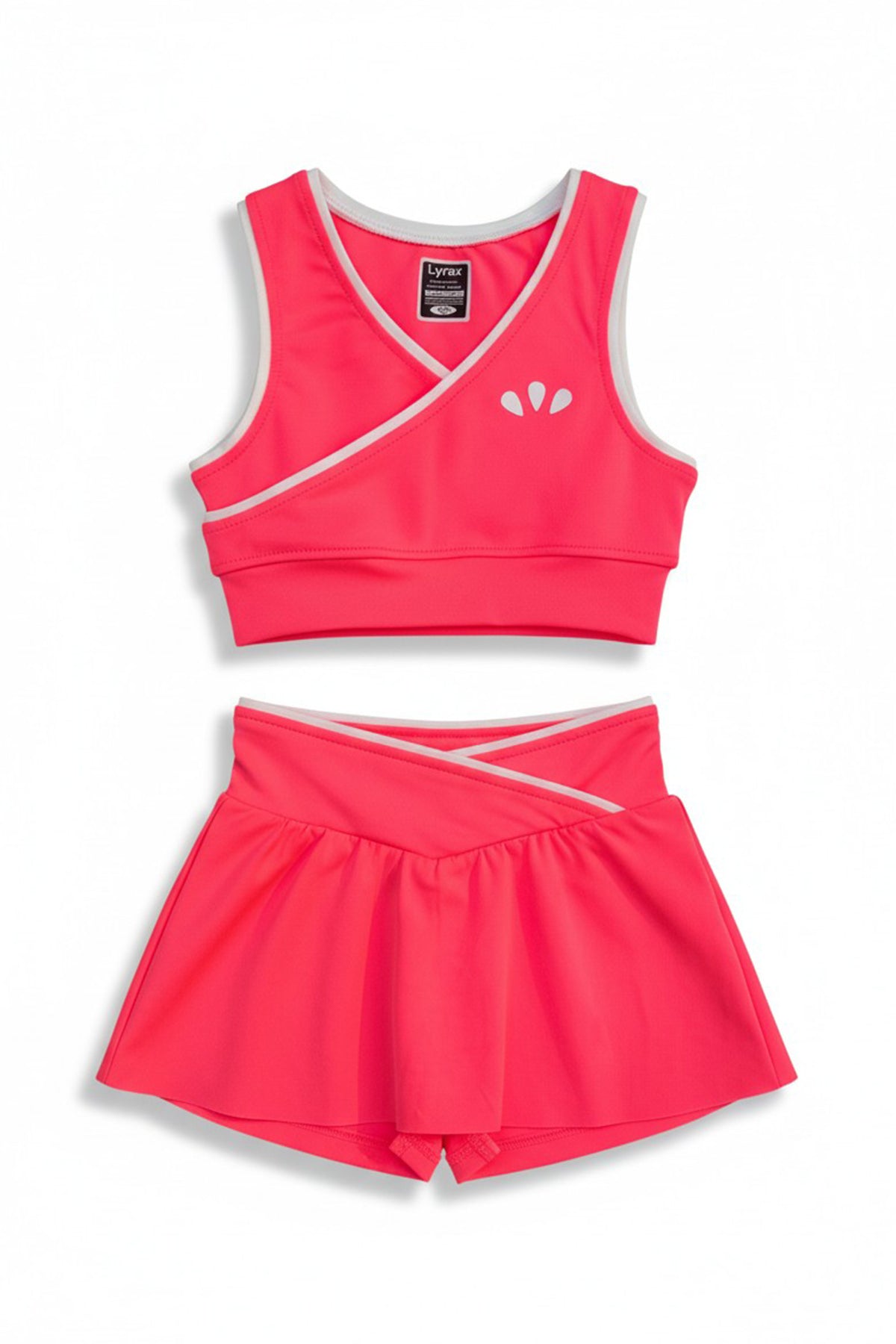 Kız Çocuk Spor Takım Şort Etekli Çapraz Detaylı Neon Pembe