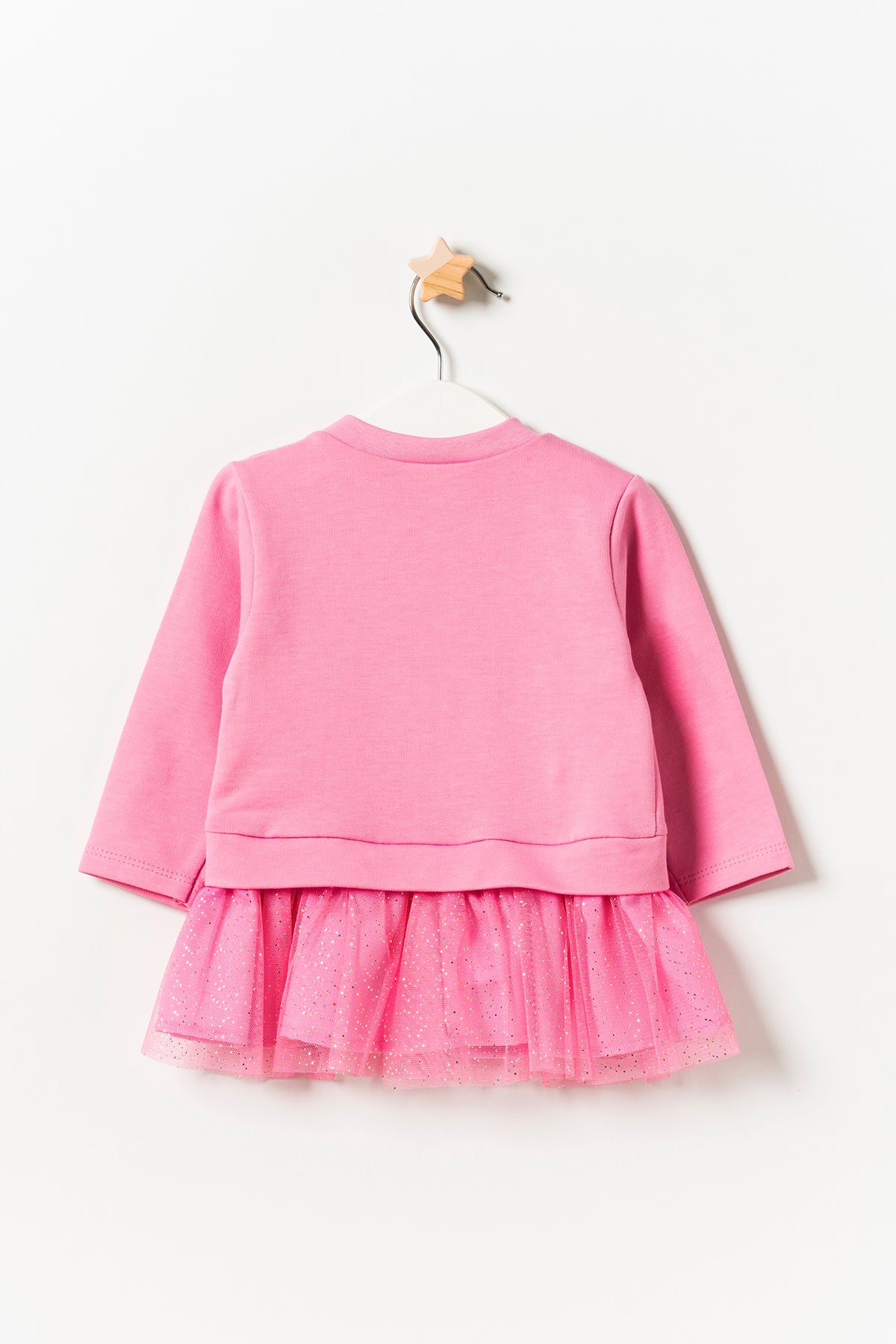 Mevsimlik Uzun Kollu %100 Pamuk Astarlı Kız Bebek Tüllü Elbise Barbie Pembe