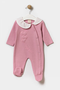 Mevsimlik Uzun Kollu Bebe Yakalı %100 Pamuk Çıtçıtlı Kız Bebek Patikli Tulum 3-9 Ay Pudra