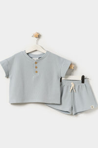 Oversize T-Shirt Şortlu Erkek Çocuk Yazlık İkili Takım Mavi
