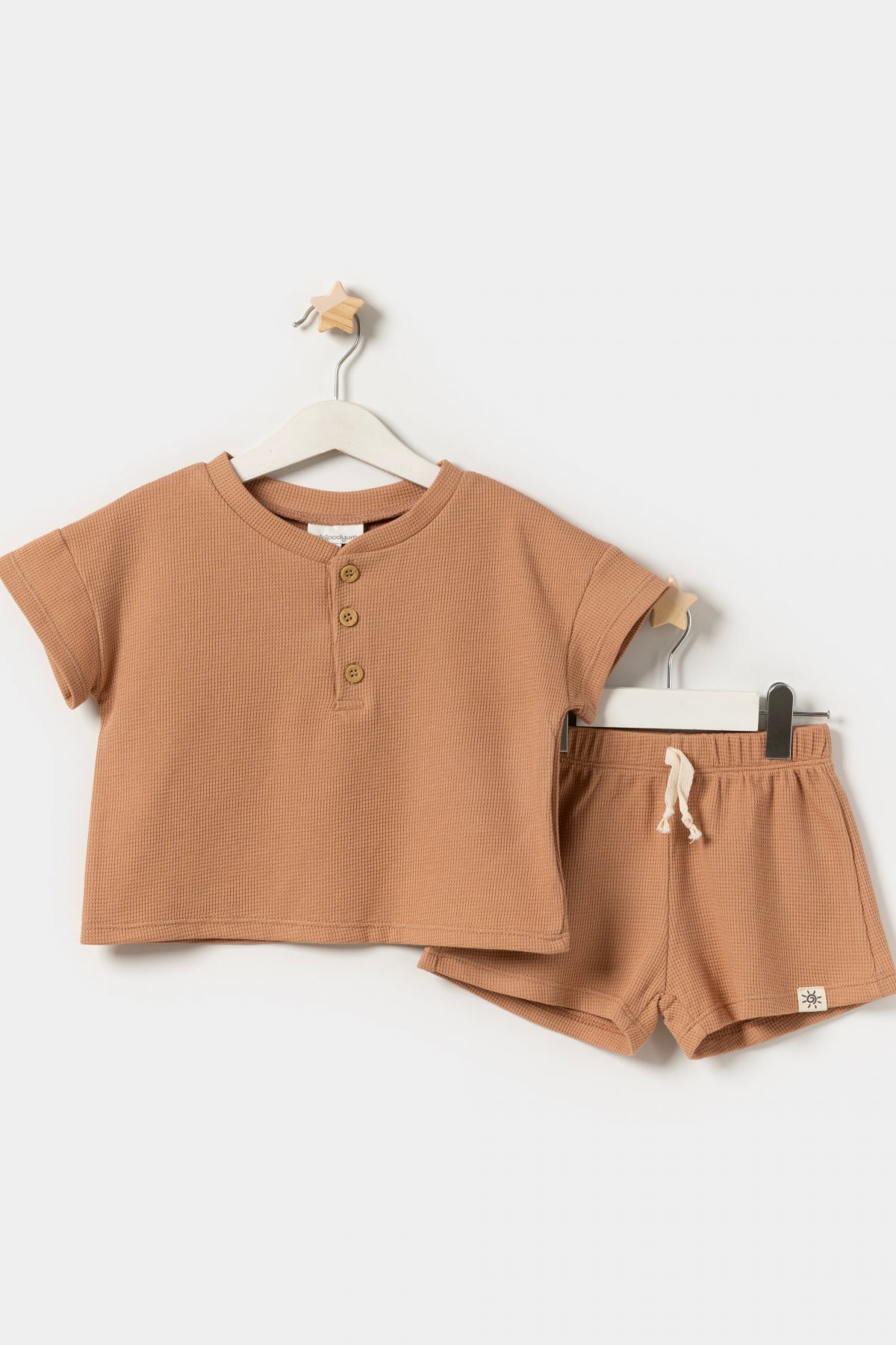 Oversize T-Shirt Şortlu Erkek Çocuk Yazlık İkili Takım Sütlü Kahve