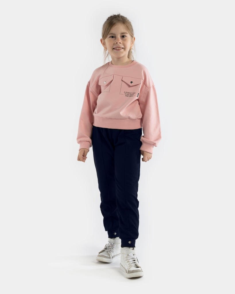 POCKETS WITH COVER 2 PCS WHOLESALE KID GIRL TRACKSUIT SET